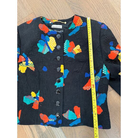Vintage 90s/80s Louis Feraud Short Sleeve Blazer Abstract Butterfly Cotton 12 - Picture 11 of 11